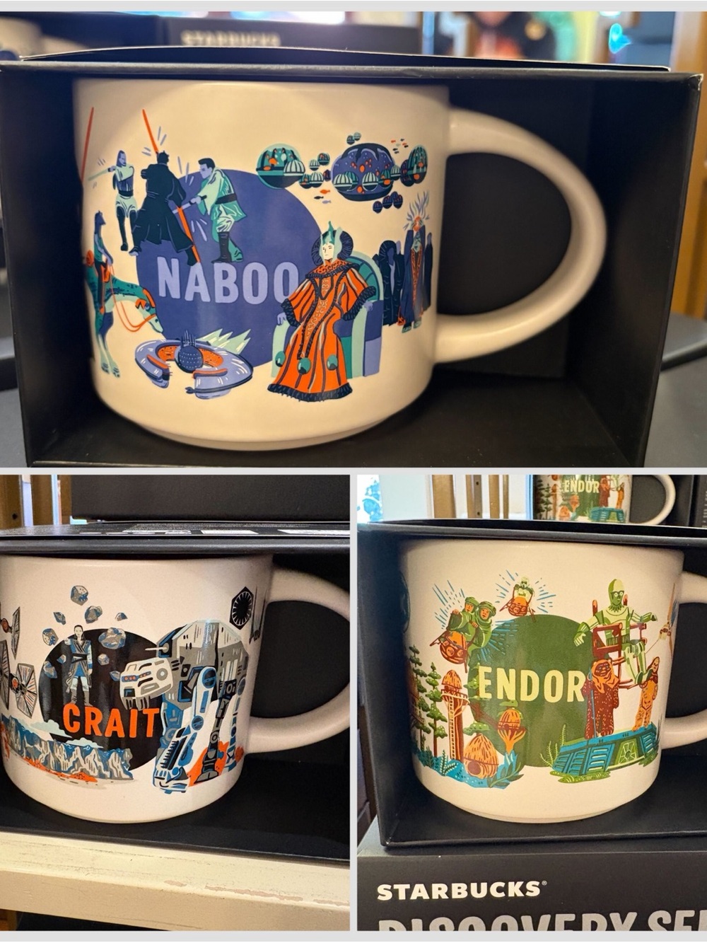 Starbucks Discovery Series Naboo, Crait & Endor Ceramic Mug Set - White